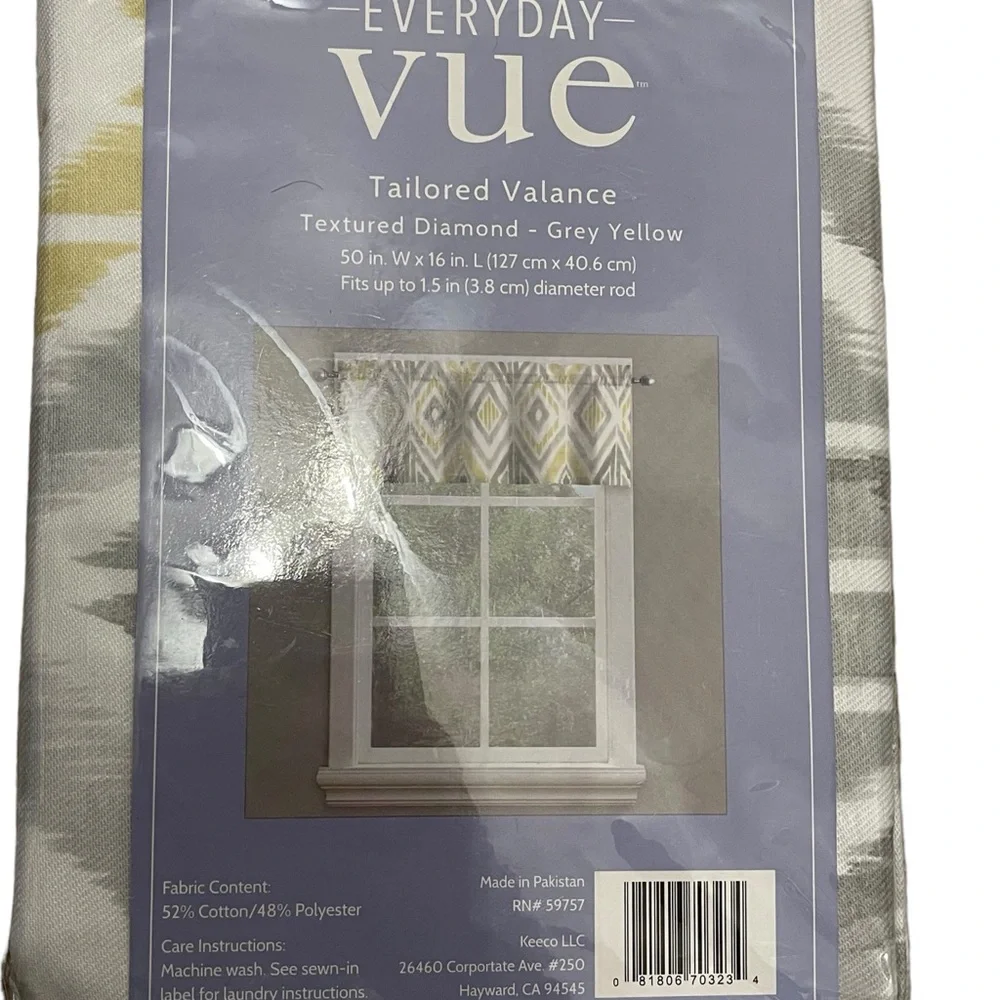 Tailored valance 50x‎ 16 gray and yellow